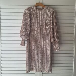 Black Halo Gold Cocktail Midi Dress